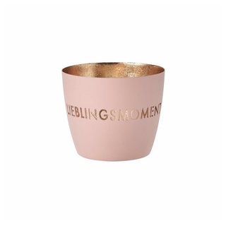 Giftcompany Gift Company - Windlicht, Teelichthalter - Madras - Lieblingsmoment - Porzellan - Blush/Gold - (ØxH) 10 x 8,5 cm - Größe M
