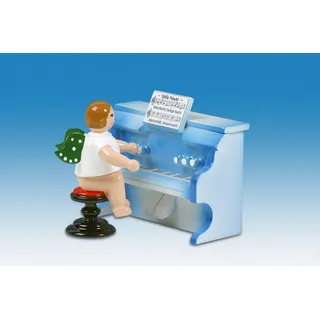 Holzfigur Engel am Harmonium & Krone Höhe 6cm NEU Holzengel Cherub Gottesbote