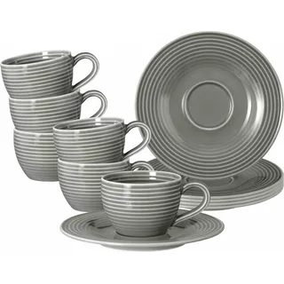 Seltmann Weiden Beat Perlgrau Espressotasse + Untertasse 6er Set - Grau