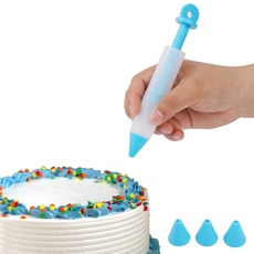 4 Düsen Lebensmittel Dekorieren Stift Durable Silikon Schokolade Schreibfeder Kuchen Tools Kuchenform MEHRWEG VERPACKUNG(Blau)