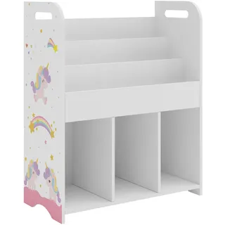 [en.casa] Kinderregal Røyrvik , Weiß, Lila, Rosa , Holzwerkstoff , Märchen/ Fantasie , 62x75x29 cm , Babymöbel & Kindermöbel, Babyzimmer, Babyregale & Kinderregale
