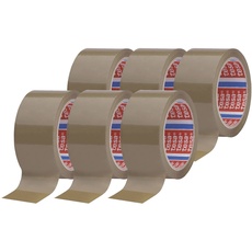 tesapack PP 4195 Paketband im 6er Pack - Geräuscharmes Klebeband zum Verpacken von Paketen und Kartons - braun - 6 Rollen je 66 m x 50 mm