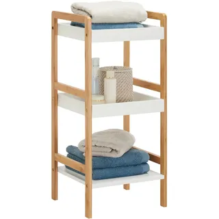 Xora Badezimmerregal , Naturfarben, Weiß , Holz, Holzwerkstoff , Bambus , massiv , 36x80x33 cm , Badezimmer, Badezimmerregale, Badregale