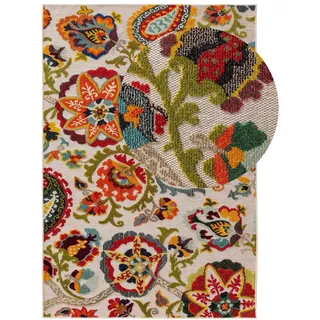 benuta Nest Outdoor-Teppich Noelia 120/170 cm , Multicolor , Kunststoff , Floral , Rechteckig , 120x170 cm , Oeko-Tex® Standard 100 , für Fußbodenheizung geeignet, in verschiedenen Größen erhältlich, pflegeleicht , Teppiche und Böden, Teppiche, Outdoorteppiche