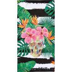Bild Strandtuch Summer Skull«, (1 St.), gestreift & Motiv, mit Reisverschluss-Tasche für Wertgegenstände, bunt