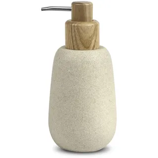 Nadi Collection Flüssigseifenspender | Serie Forest | Polyresin | 320 ml | für Bad, Küche, Dusche | 8,2 Ø x 18 cm Höhe (Beige)
