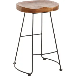 Barhocker HWC-N25, Barstuhl Tresenhocker Küchenhocker, Fußablage Industrial Metall Massiv-Holz 3D-Struktur braun - Braun