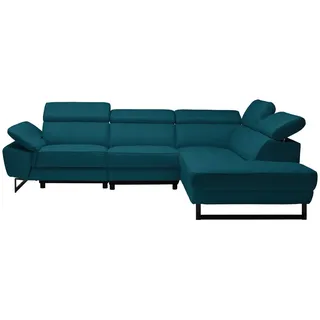 Celina Home Ecksofa , Petrol , Leder , Echtleder , Rindleder, Spaltleder , Ottomane rechts, L-Form , 281x225 cm , Made in Eu , Lederauswahl, Stoffauswahl, seitenverkehrt erhältlich, Hocker erhältlich, Rücken echt , Wohnzimmer, Sofas & Couches, Wohnlandschaften, Ecksofas