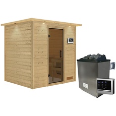 Bild von KARIBU Sauna Anja inkl. 9 kW Saunaofen mit externer Steuerung, für 3 Personen - beige