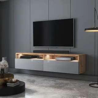 Selsey REDNAW TV-Lowboard 140 cm Grau/MDF