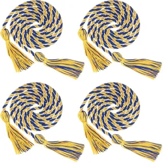 QUARKZMAN 4 Stück Abschluss Ehrenkordel 67" mit Quaste, aus geflochtenem Polyester, Abschlussseile für Abschlussfeiern von Absolventen (Gold/Blau)