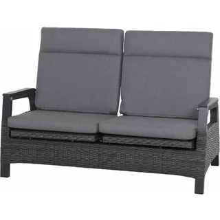 SIENA GARDEN Solea 2-Sitzer Sofa, night-blue, Alu/ Gardino-Geflecht, 85x151,5x97cm, inkl. Polster, Rückenlehne verstellbar - Grau
