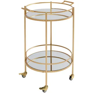 Kare-Design Servierwagen , Messingfarben , Metall, Glas , rund , 47.5x78x57 cm , Stauraum , Esszimmer, Barmöbel, Barwagen