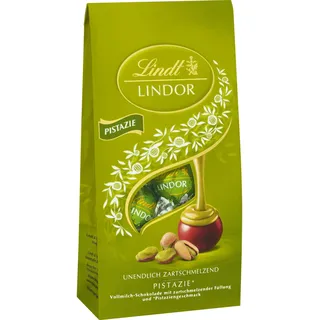 Lindt Schokolade | LINDOR Beutel Pistazie | 137g | 10 Kugeln in Vollmilch-Schokolade mit zartschmelzender Pistazien-Creme-Füllung | Schokoladen-Geschenk