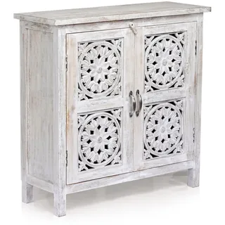 Marrakesch Orient & Mediterran Interior Landhaus Kommode Ezra 76 x 76 x 35 cm weiß