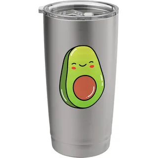 Niedliches Avocado-Cartoon-fröhliches Gesicht Doppelwandiger Edelstahl-Thermobecher