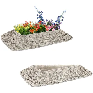 Relaxdays Blumentopf 55 x 25 x 10 cm Weiß