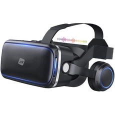 NK 3D VR Brille - Smartphone, Intelligente, Audio für Smartphone, 11,9 cm (4,7 Zoll) - 6,53 Zoll, Blickwinkel 90-100 Grad, 360o, Objektiv, Verstellbarer Pupille (Schwarz)