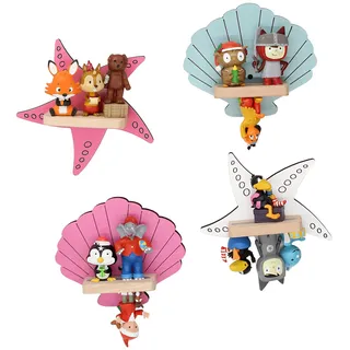 Boarti Wandregal "Regal Muschel Stern Kinder Toniebox Tonies Figuren" 4 Stk. tlg., blau