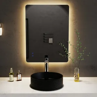 LED-Lichtspiegel WELLTIME "Toledo eckig, Spiegel mit LED Beleuchtung, Badspiegel", transparent, B:30cm H:50cm, Spiegel, LED-Lichtspiegel, mit Anti-Fog Beschichtung