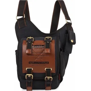 DrachenLeder Herren Damen Tasche Canvas schwarz 21x9x35 cm OTK200S - Schwarz