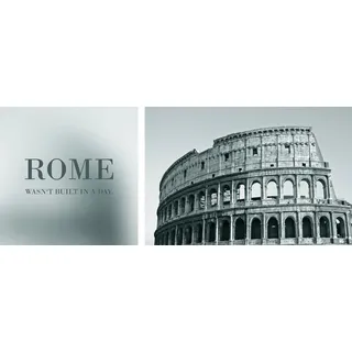 Queence Leinwandbild »Rome« grau (farbe bild(er): grau), B:100cm H:40cm T:2cm, Canvas, Holzrahmen, Bilder, Leinwandbild, Premium-Leinwandstoff, Handarbeit aus Deutschland, Spruch, 2er Set,