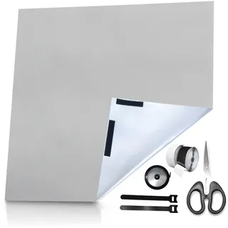 Verdunklungsrollo Ohne Bohren Set,Hellgrau 1m x 1,45m Sonnenschutz Fenster mit Klett & Kabelbinder Schere Maßband 100% Lichtundurchlässig Zuschneidbar Verdunklungsstoff Dachfenster Verdunkelung