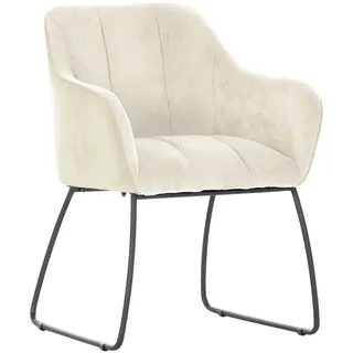 Novel Armlehnstuhl , Schwarz, Beige , Metall , Kufe , 59x85x59 cm , Stoffauswahl , Esszimmer, Stühle, Armlehnstühle