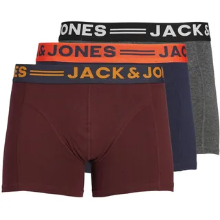 JACK & JONES Herren Jaclichfield Trunks 3 Pack Boxershorts, Burgundy, L EU
