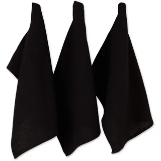 DII Küchen-Kollektion aus recycelter Baumwolle Geschirrtuch-Set, Schwarz, 18x26