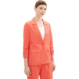 TOM TAILOR Denim Damen Regular Fit Basic Blazer mit gerafftem Arm, 11042 - Plain Red, XS