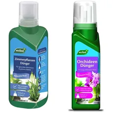 Westland Zimmerpflanzen Dünger, 500 ml – Pflanzendünger für gesundes Wachstum und grüne Blätter, Flüssigdünger mit praktischer Dosierhilfe & Orchideen Dünger, 200 ml