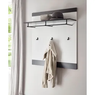 Home affaire Garderobenpaneel "Sherwood, Wandregal im Industrial-Style, Flurgarderobe, Garderobe" mit Ablage, Garderobenstange und Haken, in 2 Farben erhältlich, pinie weiß dekor