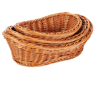 Zhixan 3er Set Brotkorb geflochten, Präsentkorb, Brot Brötchen Obst