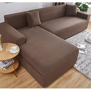 uyeoco Sofa Überzug Sofabezug L U Form Grau/Braun Couchbezug Sofahusse Rechts/Links Sofa Couch Hussen 1 2 3 4 Sitzer Ecksofa Stretch Eckcouch L-vormig Bezug L-Förmige Sofabezüge