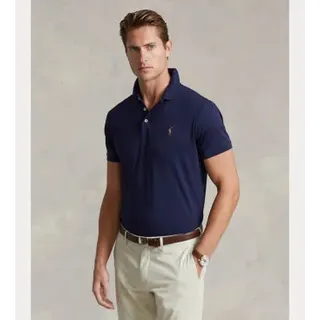 Polo Ralph Lauren für Herren. 710713130006 Maßgeschneidertes Slim Fit Poloshirt aus weicher navyfarbener Baumwolle (M), Lässig, Kurzarm, Mar