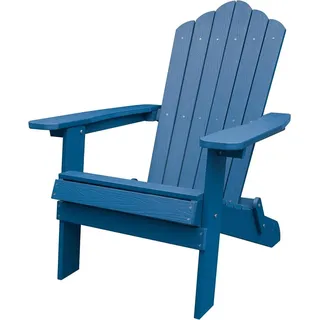 KOMFOTTEU Adirondack Stuhl klappbar, Gartenstuhl mit geneigter Rückenlehne und Breiten Armlehnen, ergonomischer Sessel bis 180 kg, Klappstuhl für Balkon, Terrasse (Blau) - Blau