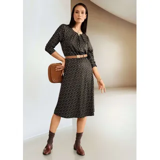 Madeleine Kleid Midikleid grafisch Schwarz/Braun 34