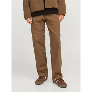 Cargohose JACK & JONES "JPSTEDDIE CARPENTER PANTS NOOS", Herren, Gr. 36, Länge 32, orange (rubber), Web, Obermaterial: 100% Baumwolle, unifarben, loose fit knöchellang, Hosen Cargohose