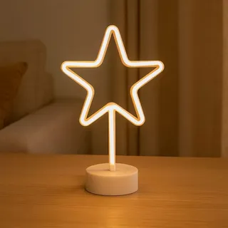 Ideen mit Herz LED-Stern zum Aufstellen | weiß | Winter-Dekoration | Fenster-Beleuchtung | mit Timer | 10 cm x 10 cm, 30,5 cm hoch