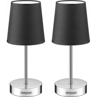 MONZANA® Nachttischlampe 2er Set 32cm Stoff Grau Taupe Anthrazit Weiß Wohnzimmer Schlafzimmer Lampe Leuchte Tischlampe Nachttischleuchte Tischleuchte - Grau