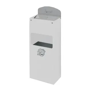 VAR Wandascher WH 51 mit Hinweisschild, aus verzinktem Stahlblech, Farbe: weiß