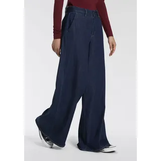 Weite Jeans HERRLICHER "Lovely Palazzo Denim Light", Damen, Gr. 29, Länge 32, deep, Denim/Jeans, Obermaterial: 98% Baumwolle, 2% Elasthan, ausgestellt, Jeans Weite Jeans, Palazzo