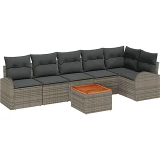 vidaXL Gartensofa-set mit Kissen 7 pcs Grau Poly-Rattan - Grau