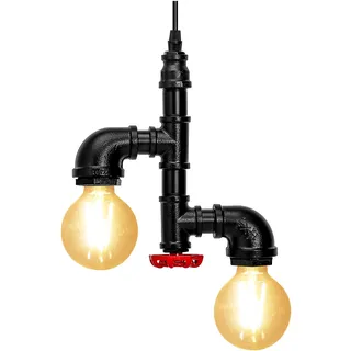 KAWELL Retro Industrielle Pendelleuchte Wasserrohr Konleuchter Vintage Hängelampe Art Deco Eisen E27 Base 60W Max für Loft Cafe Bar Restaurant Küche