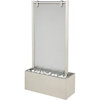 KÖHKO® Wasserwand ca. 93 CM aus Edelstahl mit Glas Wasserspiel mit LED-Beleuchtung für Wohnzimmer Terrasse