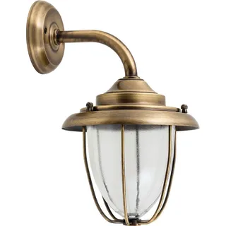 GREVENA Außenwandleuchte Messing Glas Maritim Laterne 1-flammig E27 IP23