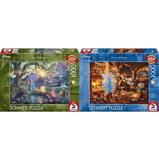 Schmidt Spiele 57527 Thomas Kinkade, Disney, Froschkönig & Thomas Kinkade 57526, Disney, Geppettos Pinocchio, 1000 Teile Puzzle, bunt[Exklusiv bei Amazon]