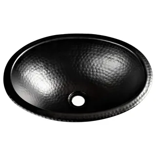 Monarch Abode 19103 Hand Hammered Matte Black Drop-In Bathroom Vanity Sink (17 inches) Handgehämmertes mattschwarzes ovales Waschbecken (43,2 cm)