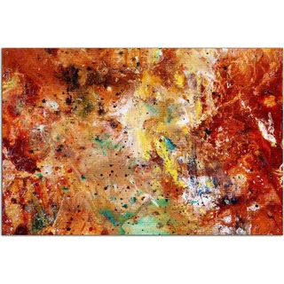 Wallario Outdoor-Poster für Garten oder Balkon, Motiv Künstlerische bunte Leinwand - Farbkleckse und Tupfer, in ca. 61 x 91,50 cm - Braun
